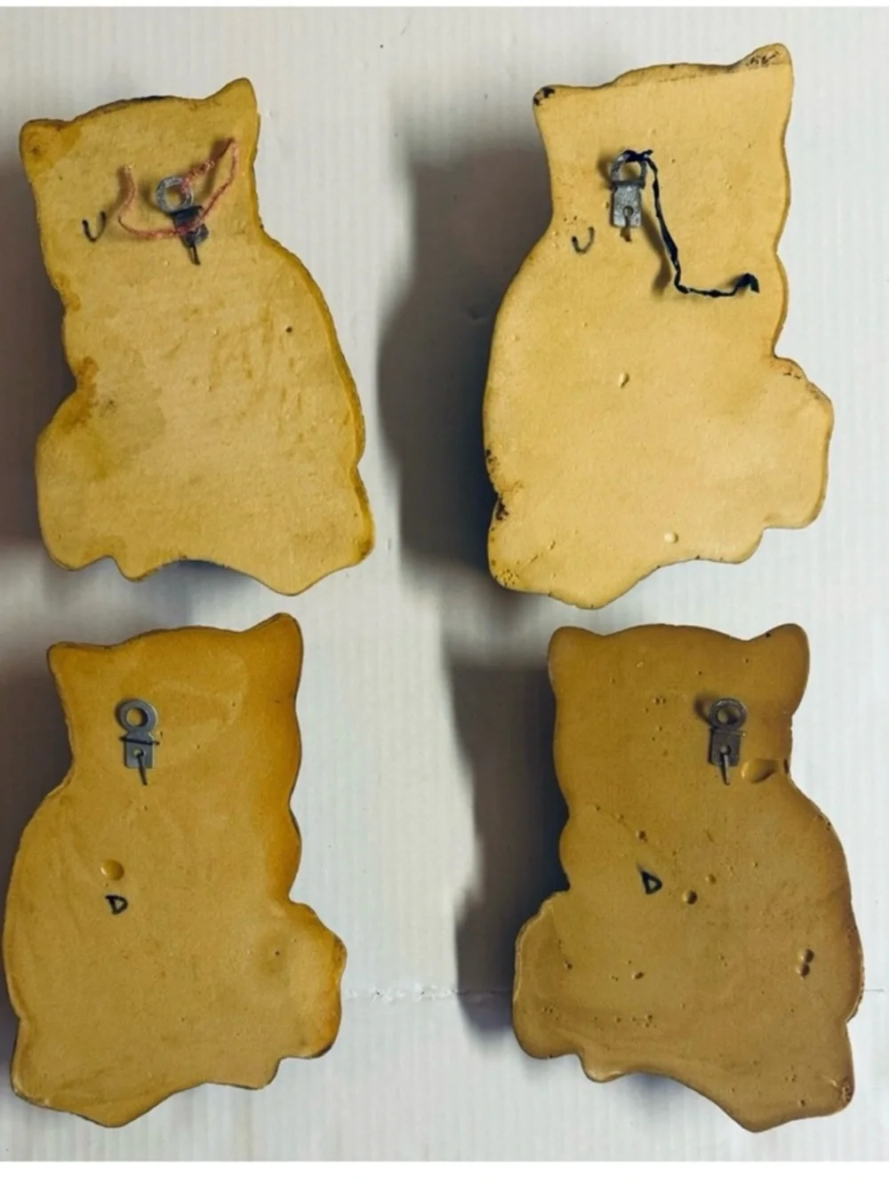 4 HOMCO Vintage 70s Adorable Rustic Brown Owl Wall Decor Set of 4